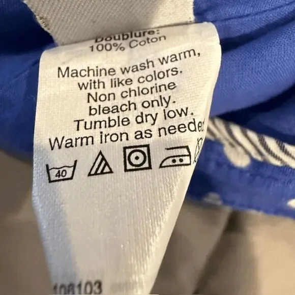 J. Crew 100% Linen Drawstring Mini Skirt Blue White Polkadot Pockets Size 8 - Picture 8 of 11